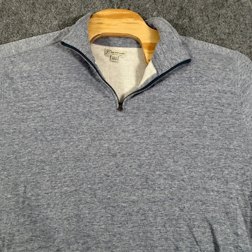 J. Crew Knit Goods 1/4 Zip Pullover Long Sleeve Blue Heathered Top XXL Tall Golf
